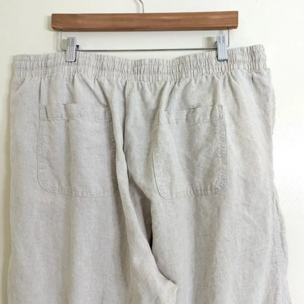 Amazon‎ Essentials Linen Blend Pull On Drawstring Wide Leg Pants Size 2X